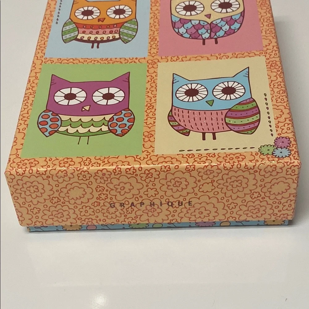 Graphique Owl Glitter Note Card Set 20 Cards Boxed Blank Stationery Gift